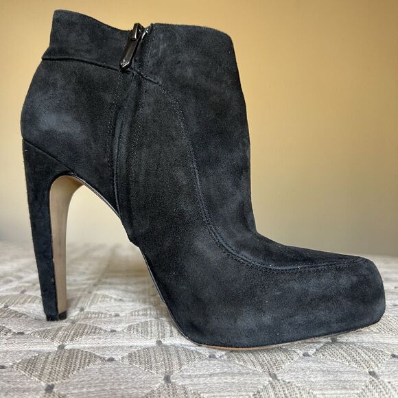 Sam Edelman Black Kit Suede Heeled  Ankle Booties Women 8 M Double Side Buckle - Picture 2 of 16